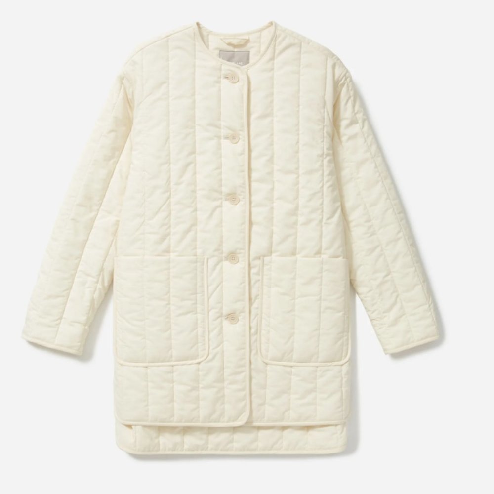 Everlane Cream Quilted Cotton Jacket